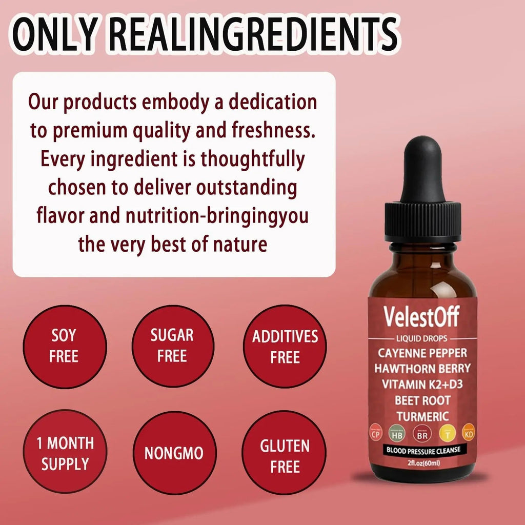 Velestoff Cayenne Pepper & Cayenne Pepper Drops Liquid Supplement with Hawthorn, Beet Root, Turmeric, Vitamin K2 D3 - TrustMedUSA