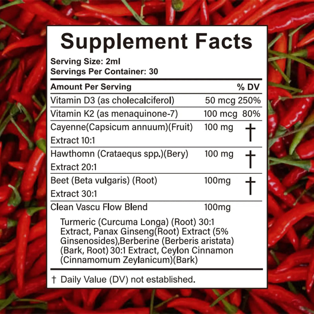 Velestoff Cayenne Pepper Drops, Cayenne Circulation Blend with Hawthorn Beet Root Turmeric Vitamin K2 D3 - Vegan, Non-GMO - 2FL.OZ (1 PCS) - TrustMedUSA