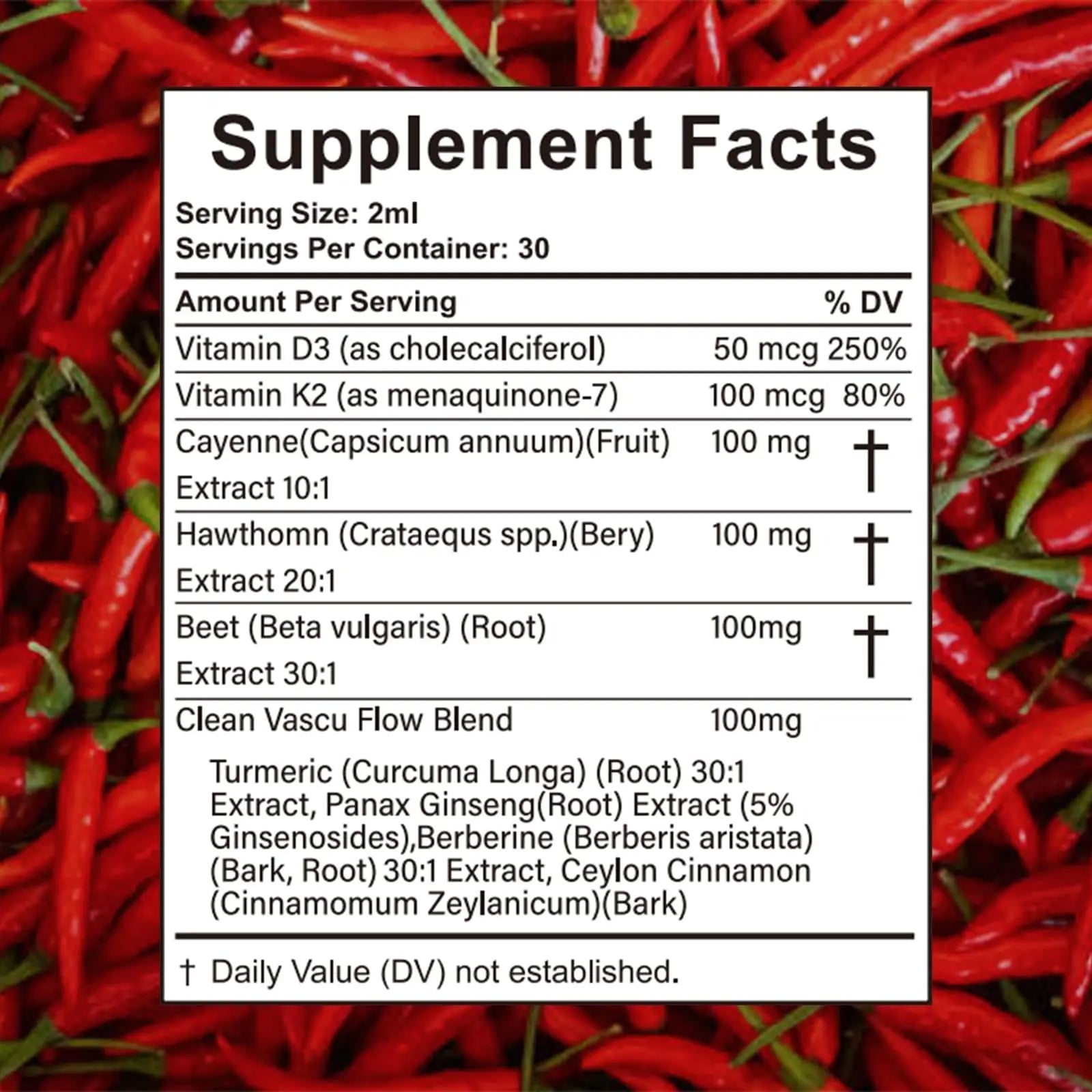 Velestoff Cayenne Pepper Drops, Cayenne Circulation Blend with Hawthorn Beet Root Turmeric Vitamin K2 D3 - Vegan, Non-GMO - 2FL.OZ (1 PCS) - TrustMedUSA