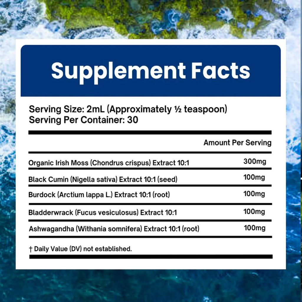 Velestoff Irish Seamoss Thyroid Hormone Regulator, Velestoff Thyroid Support Drops | Sea Moss, Black Seed Oil, Ashwagandha, Burdock Root, Bladderwrack, Hormone Balance & Support - 2 FL.OZ (1 Pcs) - TrustMedUSA