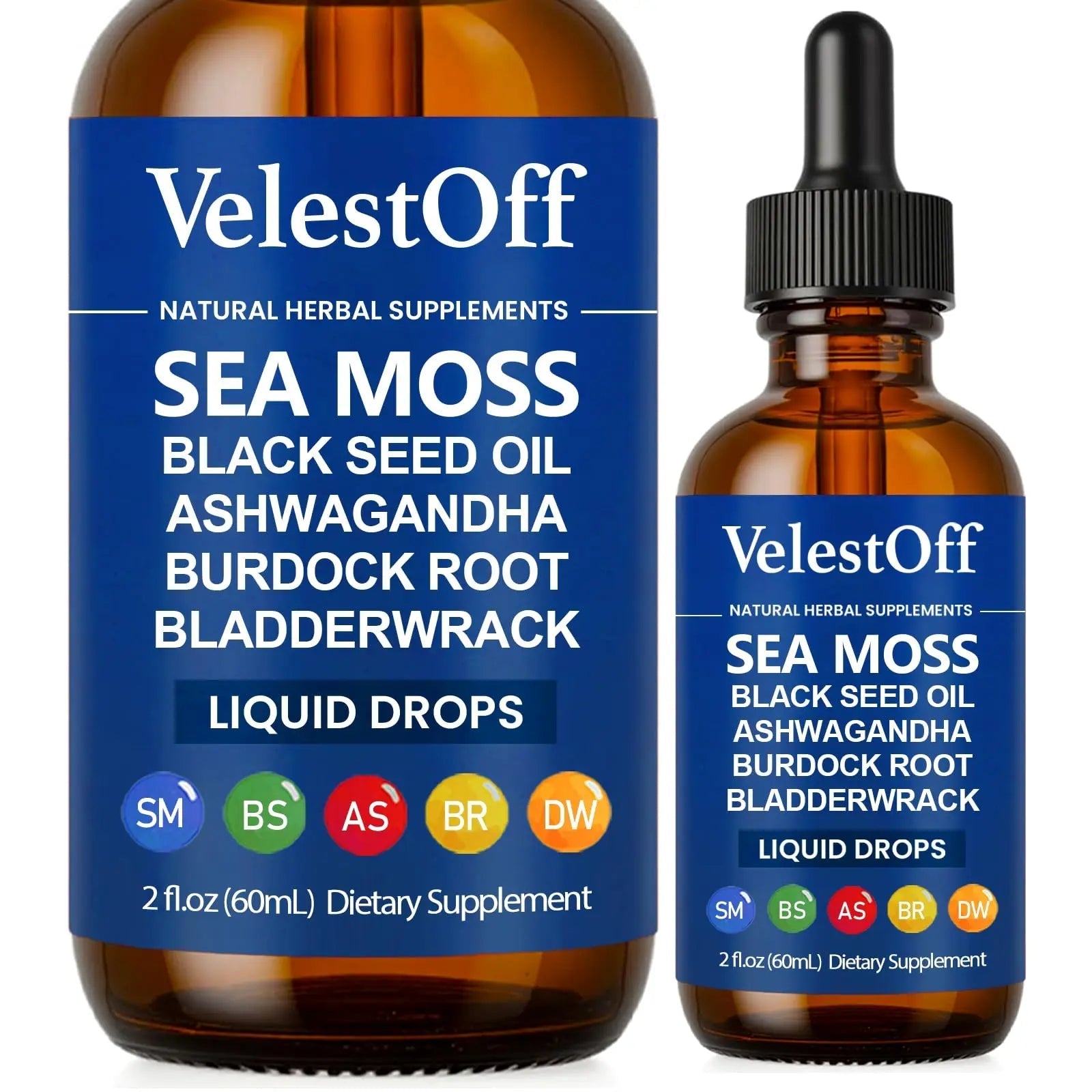 Velestoff Irish Seamoss Thyroid Hormone Regulator, Velestoff Thyroid Support Drops | Sea Moss, Black Seed Oil, Ashwagandha, Burdock Root, Bladderwrack, Hormone Balance & Support - 2 FL.OZ (1 Pcs) - TrustMedUSA