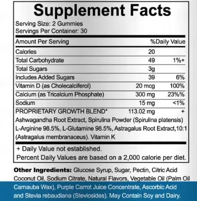 Velmira® Heightener Gummies for Bone Health & Development Support – Essential Vitamins & Minerals, Easy-to-Chew Gummies for Kids, Teens & Adults (Ages 5+) - TrustMedUSA