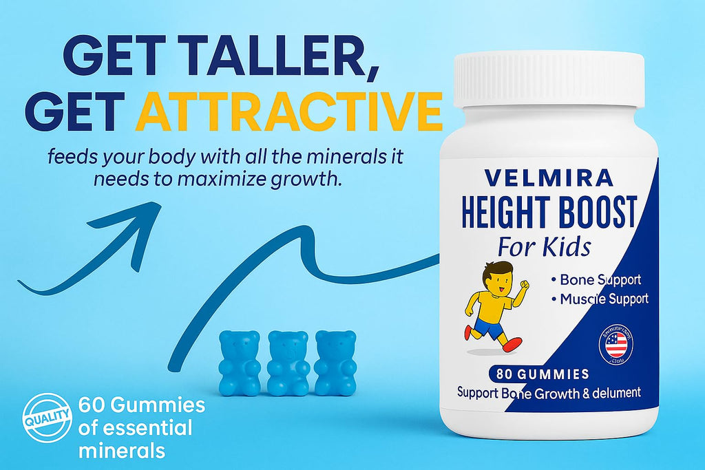 Velmira® Heightener Gummies for Bone Health & Development Support – Essential Vitamins & Minerals, Easy-to-Chew Gummies for Kids, Teens & Adults (Ages 5+) - TrustMedUSA