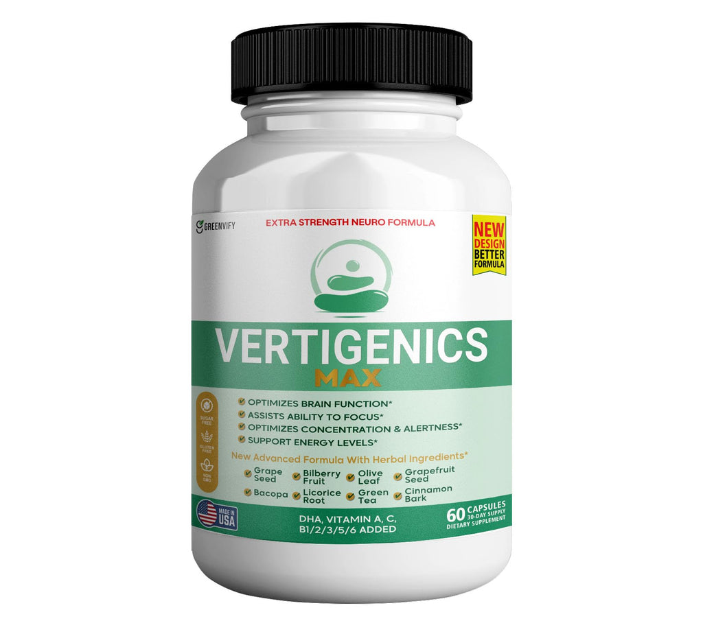 Vertigenics Max – Brain & Focus Support Supplement – Extra Strength Neuro Formula with Vitamins, Minerals & Herbal Blend – Supports Clarity, Alertness & Energy – 60 Capsules (1) - TrustMedUSA