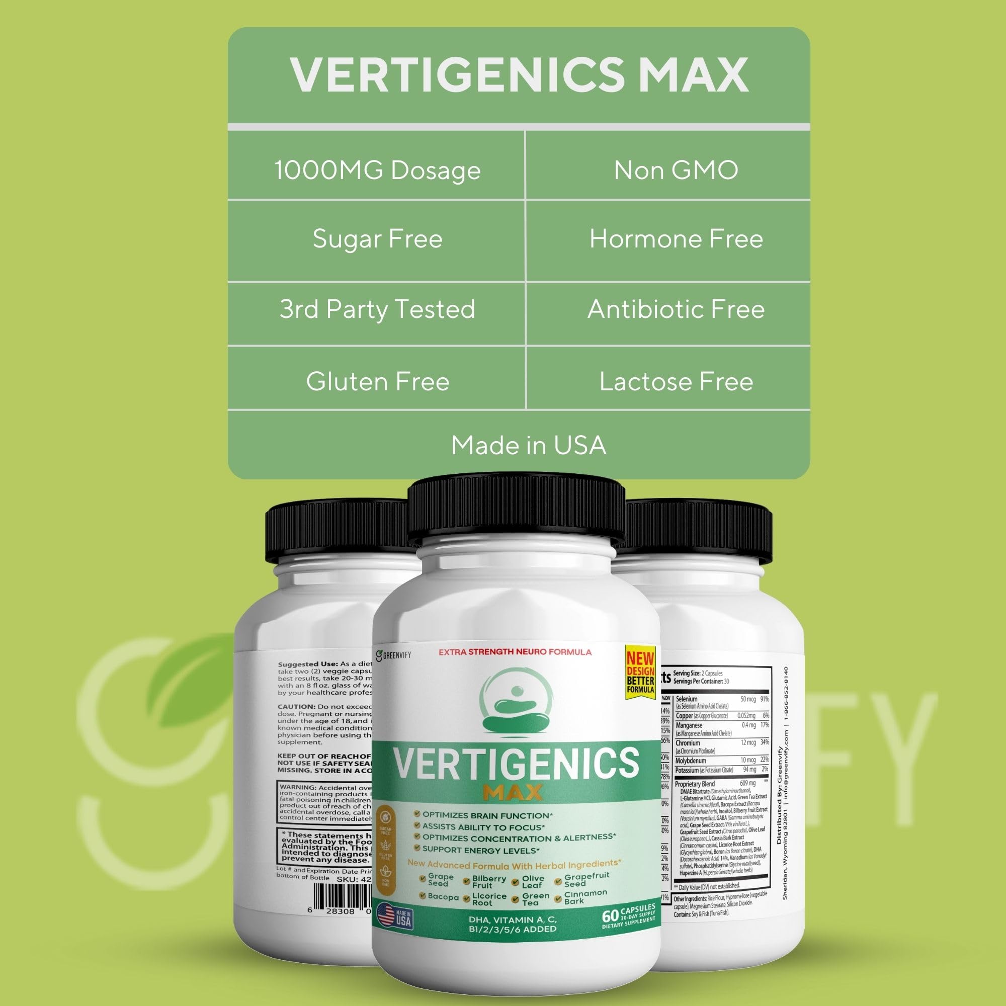 Vertigenics Max – Brain & Focus Support Supplement – Extra Strength Neuro Formula with Vitamins, Minerals & Herbal Blend – Supports Clarity, Alertness & Energy – 60 Capsules (1) - TrustMedUSA