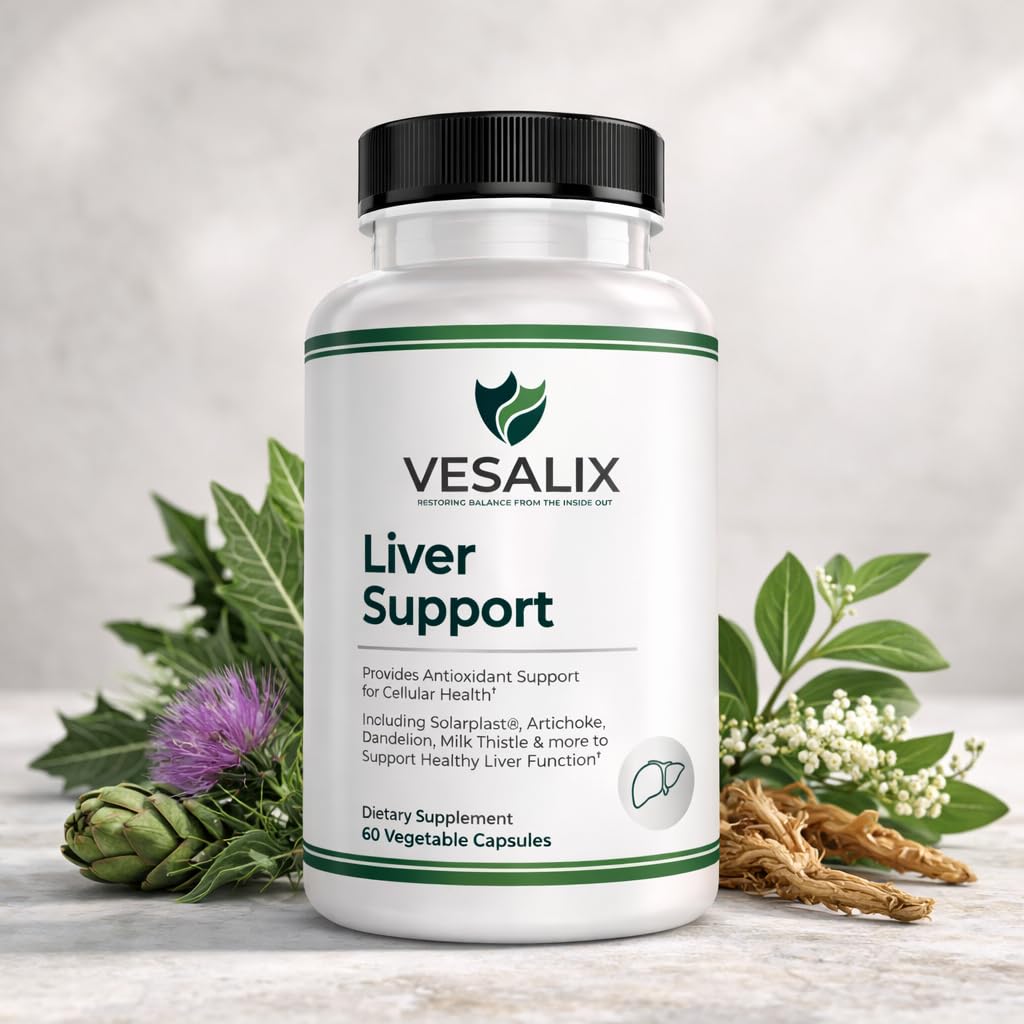 VESALIX Liver Support Supplement for Adults 40+ – Milk Thistle, Artichoke & Dandelion with Digestive Enzymes – Supports Digestion & Cellular Health – 60 Vegetarian Capsules - TrustMedUSA