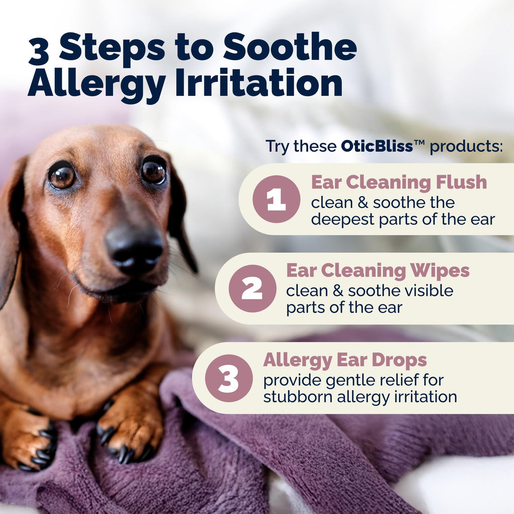 Vetnique Oticbliss Cat & Dog Ear Infection Treatment | Dog Ear Allergy Relief Drops, MicroSilver Yeast Infection Treatment for Dogs, Hydrocortisone for Itching, Redness Swelling (Ear Allergy Drops) - Maple Wellness Supplements