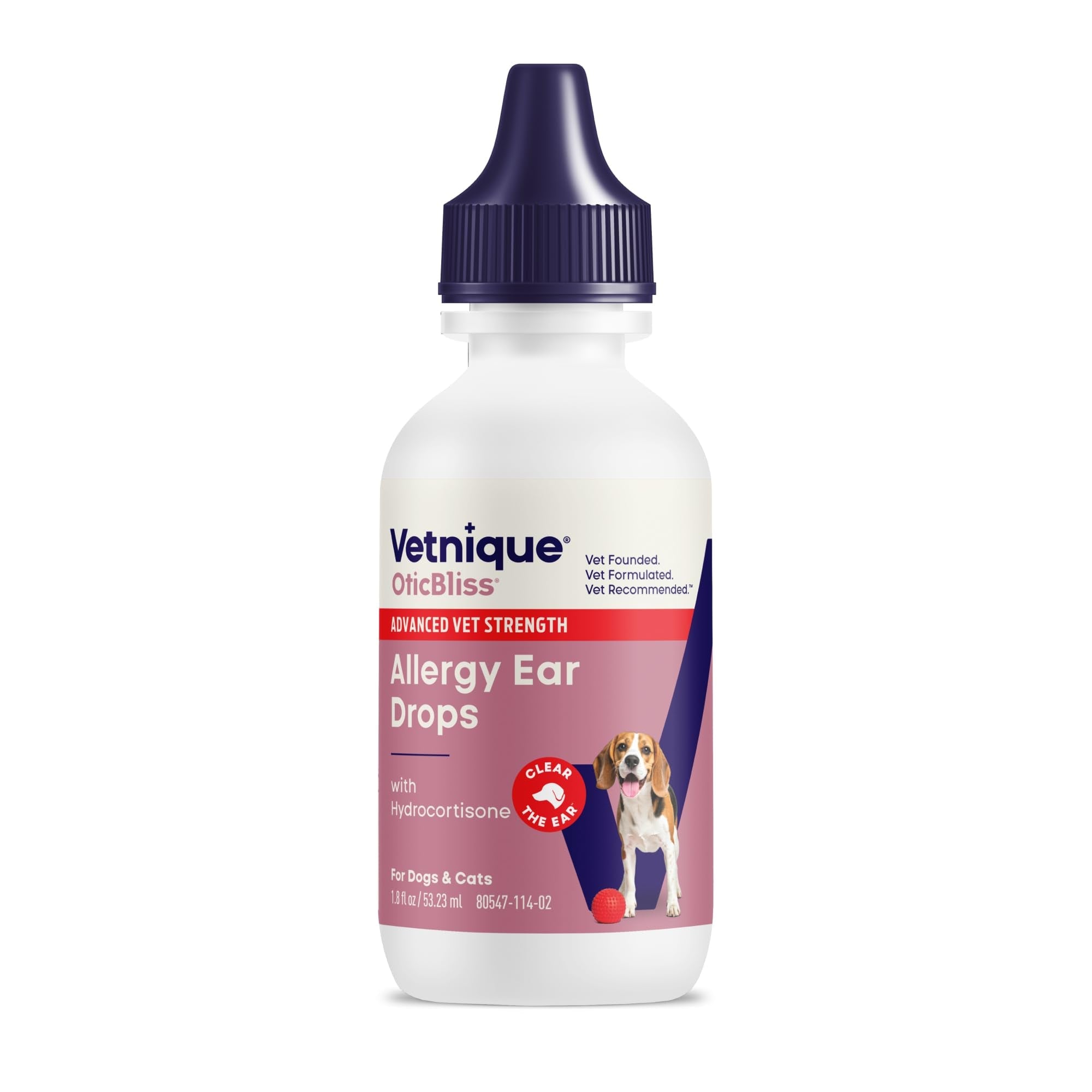 Vetnique Oticbliss Cat & Dog Ear Infection Treatment | Dog Ear Allergy Relief Drops, MicroSilver Yeast Infection Treatment for Dogs, Hydrocortisone for Itching, Redness Swelling (Ear Allergy Drops) - Maple Wellness Supplements