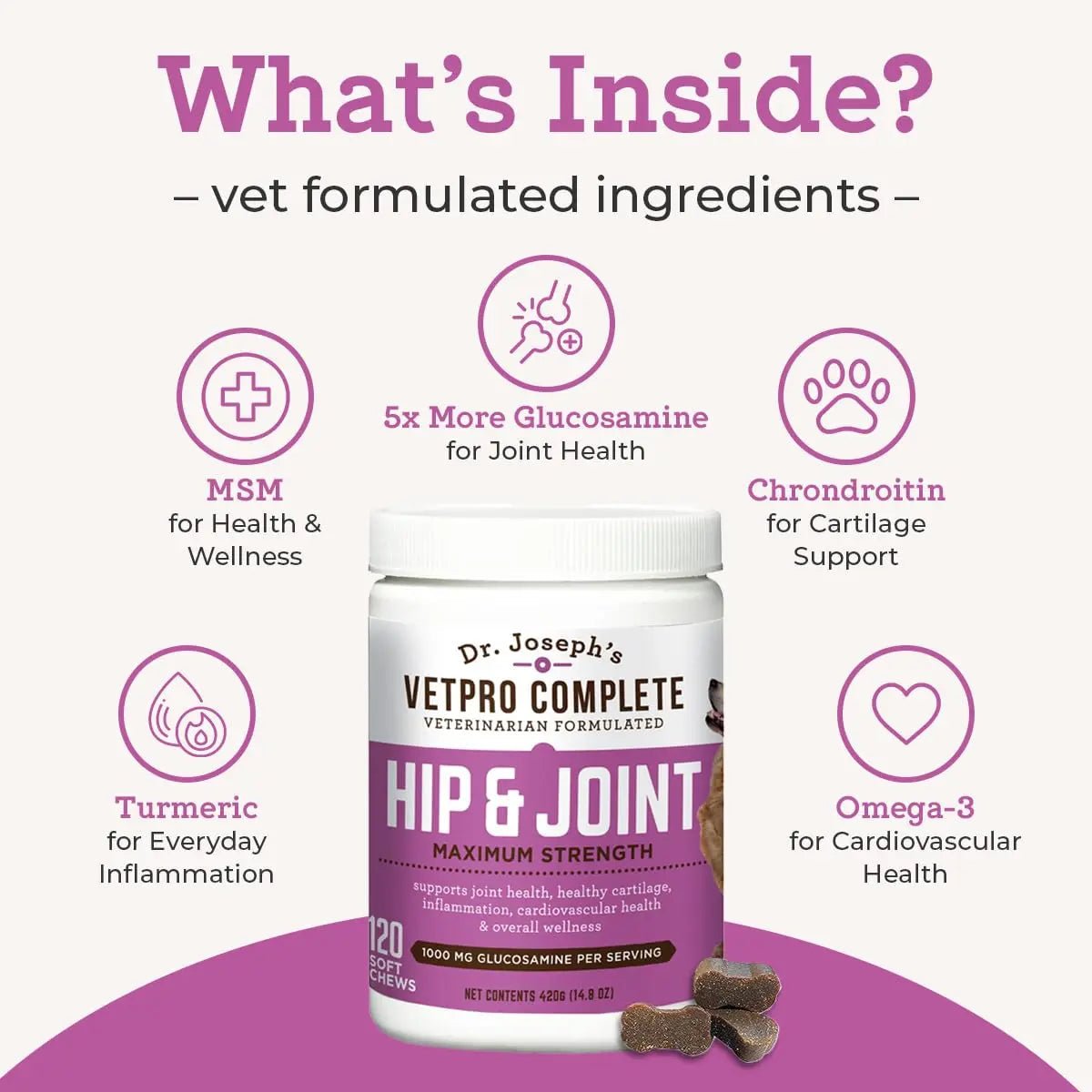 VetPro Dog Hip and Joint Supplement - Pain and Inflammation Relief Chews - TrustMedUSA
