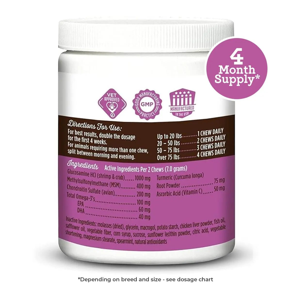 VetPro Dog Hip and Joint Supplement - Pain and Inflammation Relief Chews - TrustMedUSA