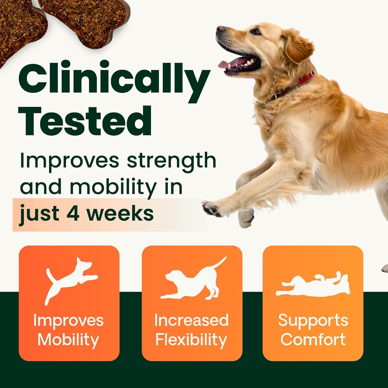 VetriScience Ultimate Strength Healthy Hip & Joint Chews, GlycoFlex Glucosamine, Chondroitin and Green-Lipped Mussel Joint Support Supplement for Dogs, Soothe Joint Discomfort, Duck, 120 Count - TrustMedUSA