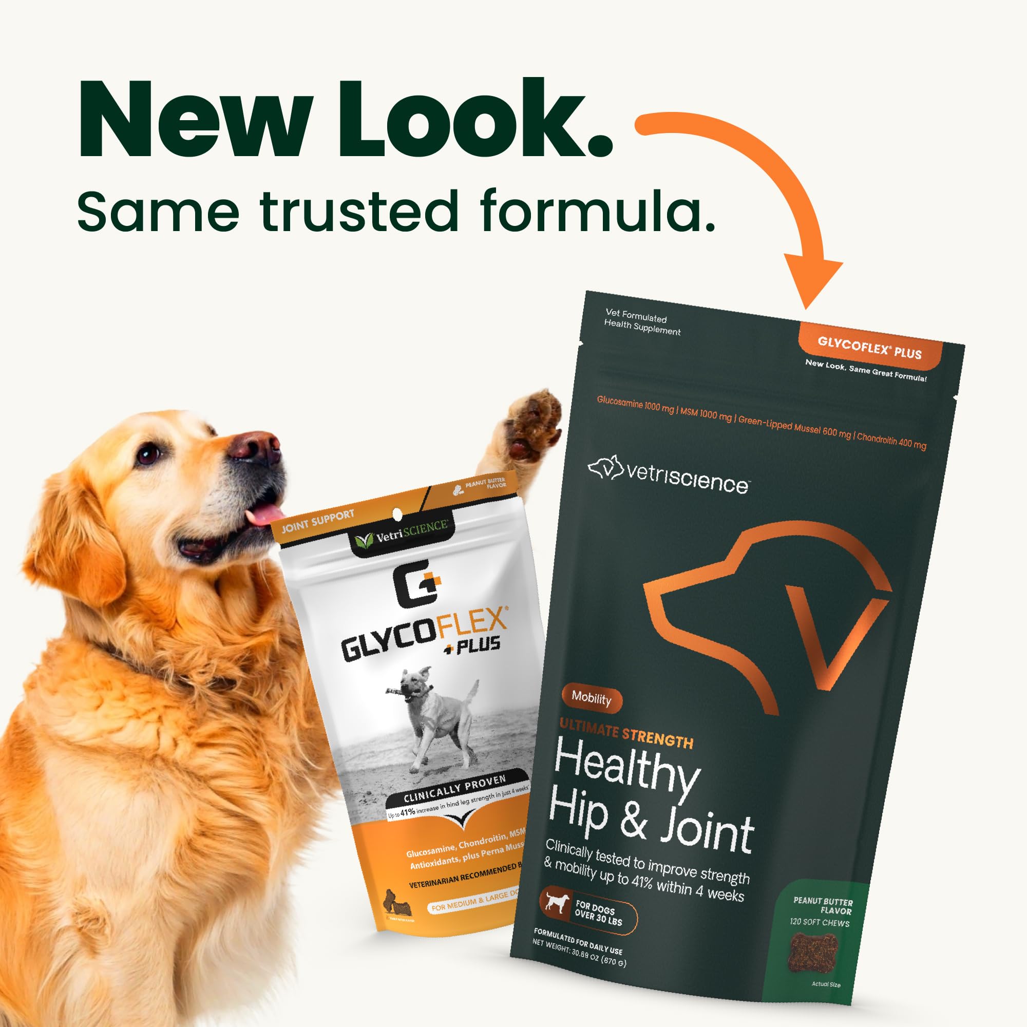VetriScience Ultimate Strength Hip & Joint Supplement for Dogs, GlycoFlex Plus – MSM, Chondroitin & Green-Lipped Mussel Chews for Mobility, Flexibility, Comfort & Support, Peanut Butter Flavor 120 Cnt - TrustMedUSA