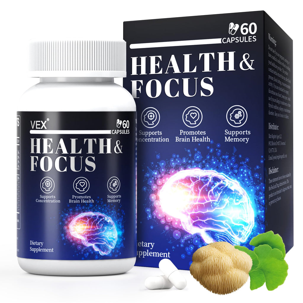 VEX Supplement – Memory & Clarity Support with Folic Acid, Vitamin B, Acetylcysteine, Bacopa Monnieri, Lion’s Mane, Ginkgo Biloba & Black Pepper – Cognitive, 60 Capsules - TrustMedUSA