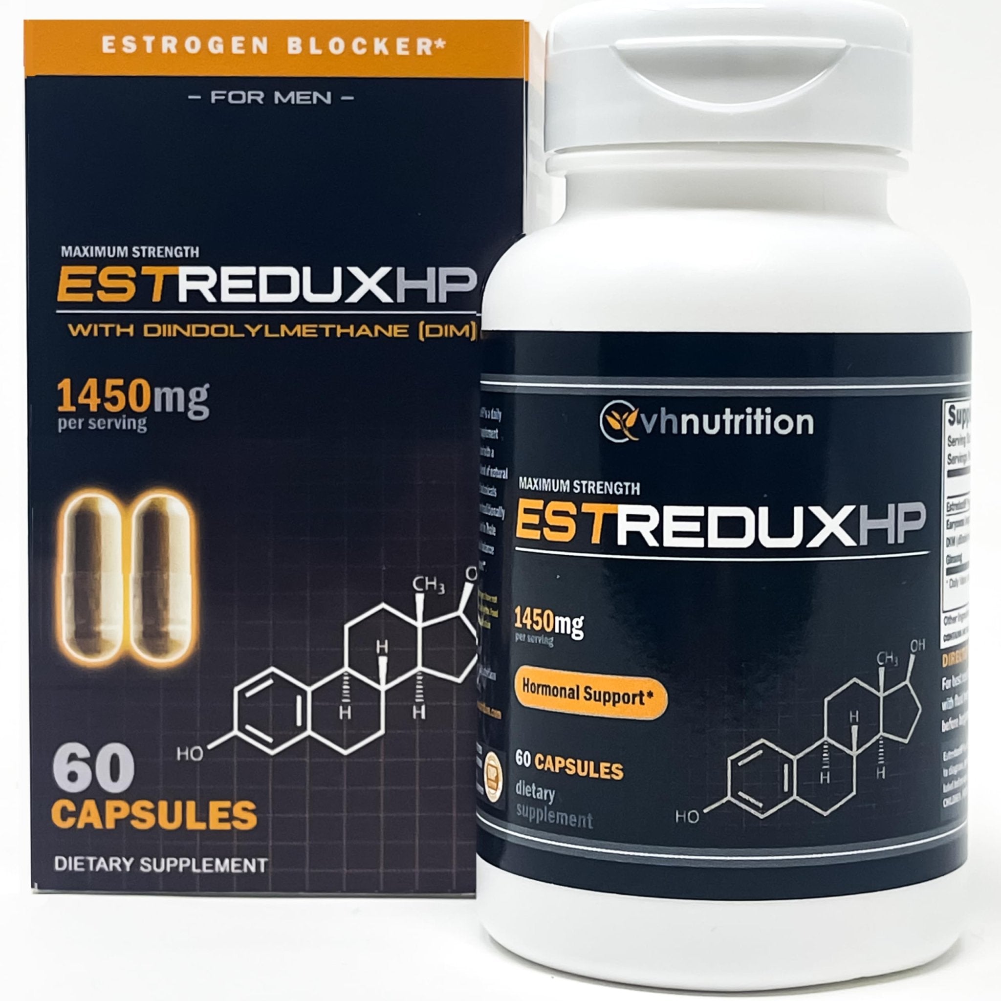 VH Nutrition ESTREDUX HP - with DIM | Estrogen Blocker for Men* | 1450mg of Maximum Strength Hormone Support, Tongkat Ali, Ashwagandha | 60 Capsules - TrustMedUSA