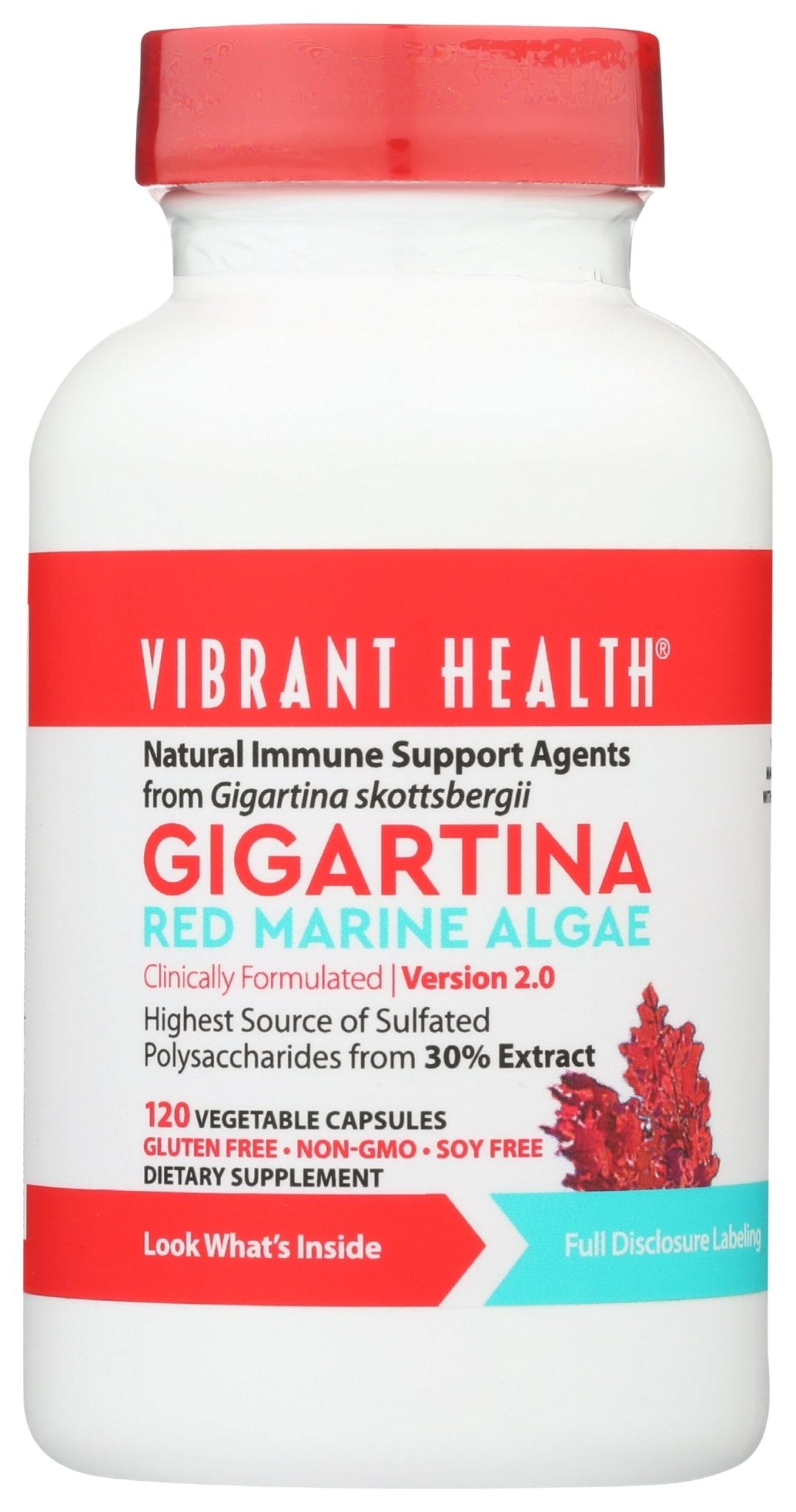 Vibrant Health, Gigartina Red Marine Algae, Plant-Based Immune Support, 60 Capsules - TrustMedUSA