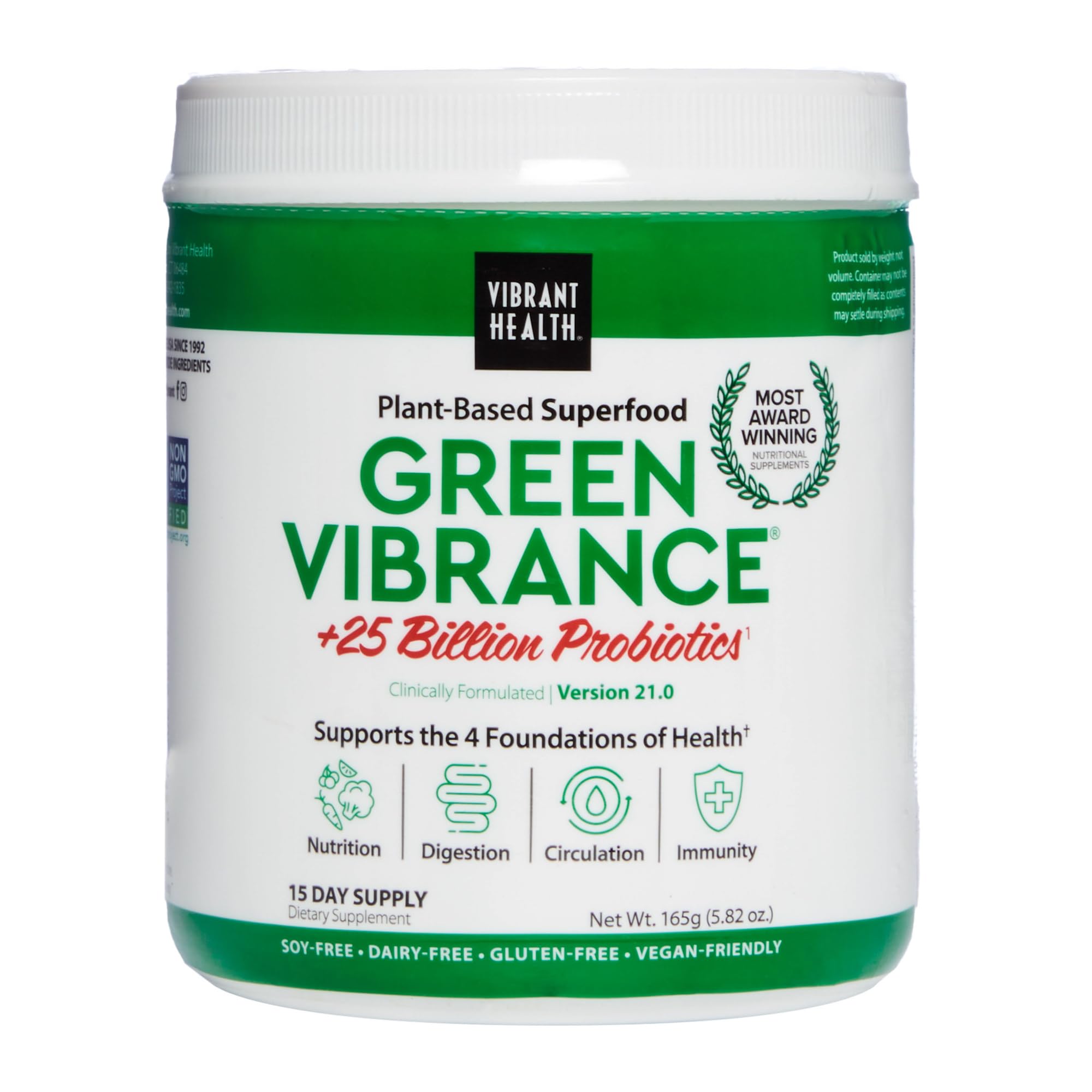 Vibrant Health, Green Vibrance, Vegan Superfood Powder, 15 Servings - TrustMedUSA