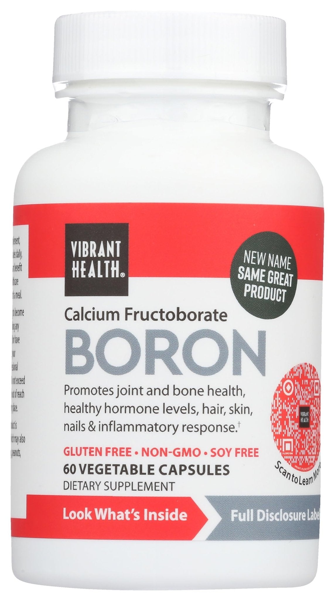 Vibrant Health - Super Natural Boron, Support for Healthy Joints, Hormone Levels, and Connective Tissue with Calcium Fructoborate and Broccoli Powder, Gluten Free, Vegetarian, Non-GMO, 60 Count - TrustMedUSA
