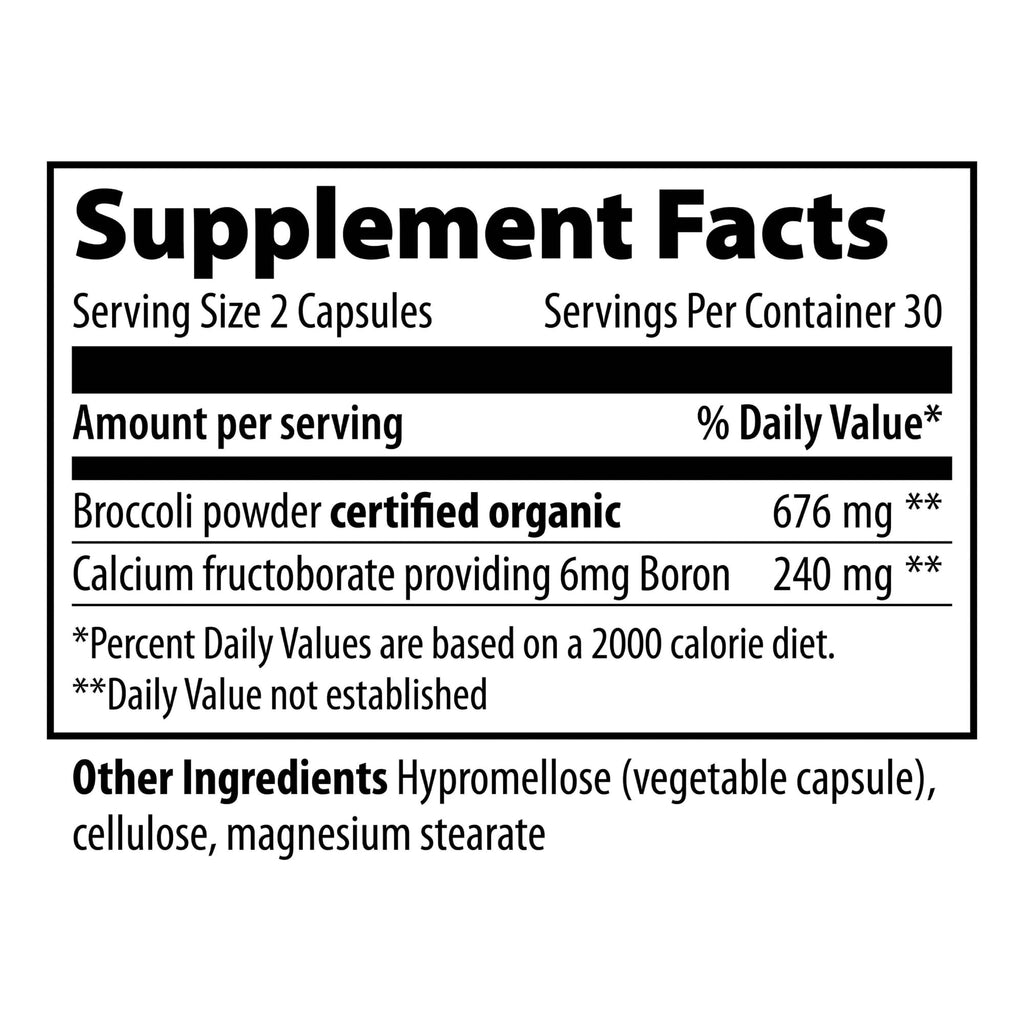 Vibrant Health - Super Natural Boron, Support for Healthy Joints, Hormone Levels, and Connective Tissue with Calcium Fructoborate and Broccoli Powder, Gluten Free, Vegetarian, Non-GMO, 60 Count - TrustMedUSA