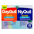 Vicks Dayquil & Nyquil Severe Co-Pack, Cold & Flu Medicine, Powerful Relief For Headache, Fever, Sore Throat, Minor Aches & Pains, Congestion, Sinus Pressure, Stuffy Nose, And Cough, 48 Liquicaps - Maple Wellness Supplements