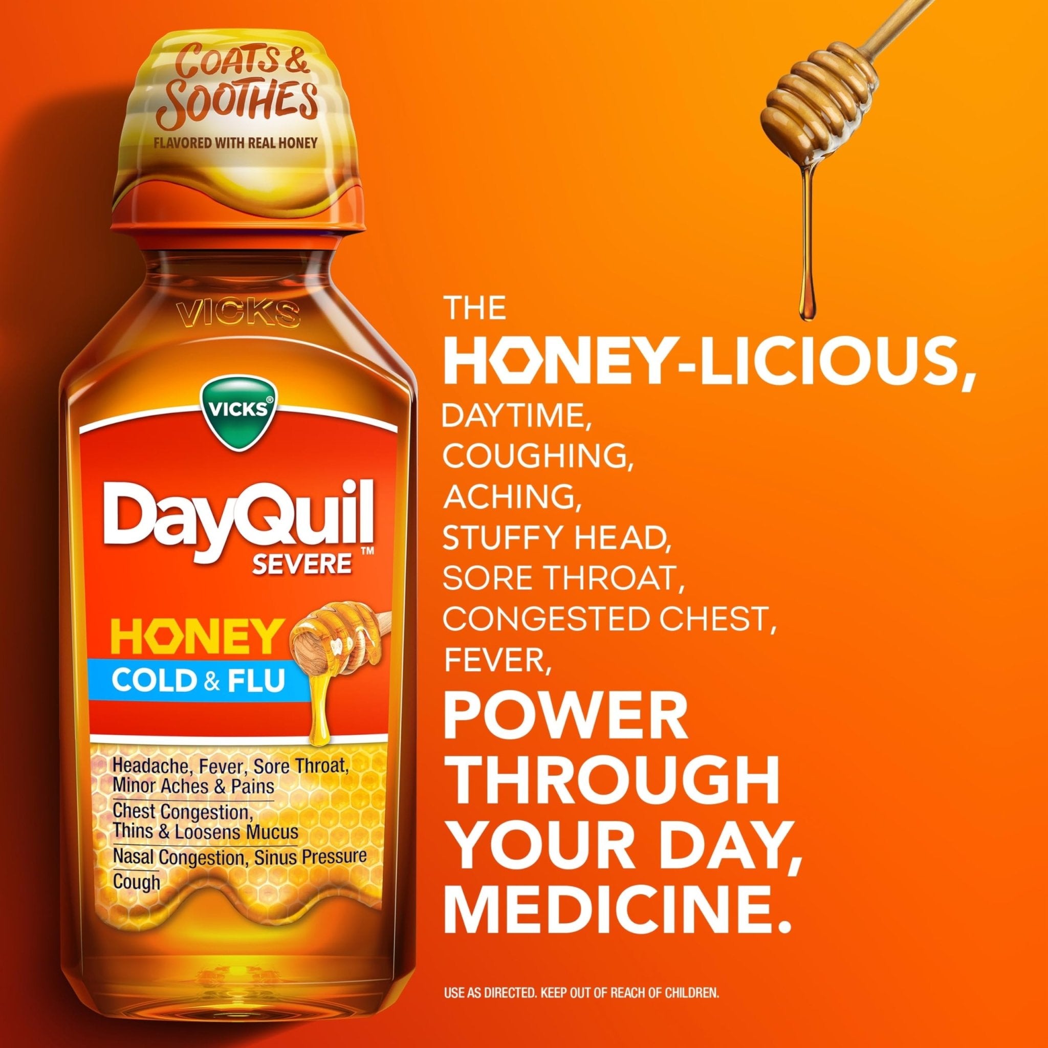Vicks Dayquil & Nyquil Severe Honey Flavor Co-Pack, Cold & Flu Medicine, Relieves Headache, Fever, Sore Throat, Minor Aches & Pains, Nasal Congestion, Sinus Pressure, Stuffy Nose, And Cough, 2X12Oz - Maple Wellness Supplements