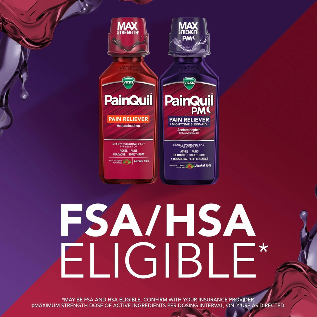 Vicks PainQuil & PainQuil PM Pain Relief Liquid, 1000mg Acetaminophen, 2x12 oz - TrustMedUSA