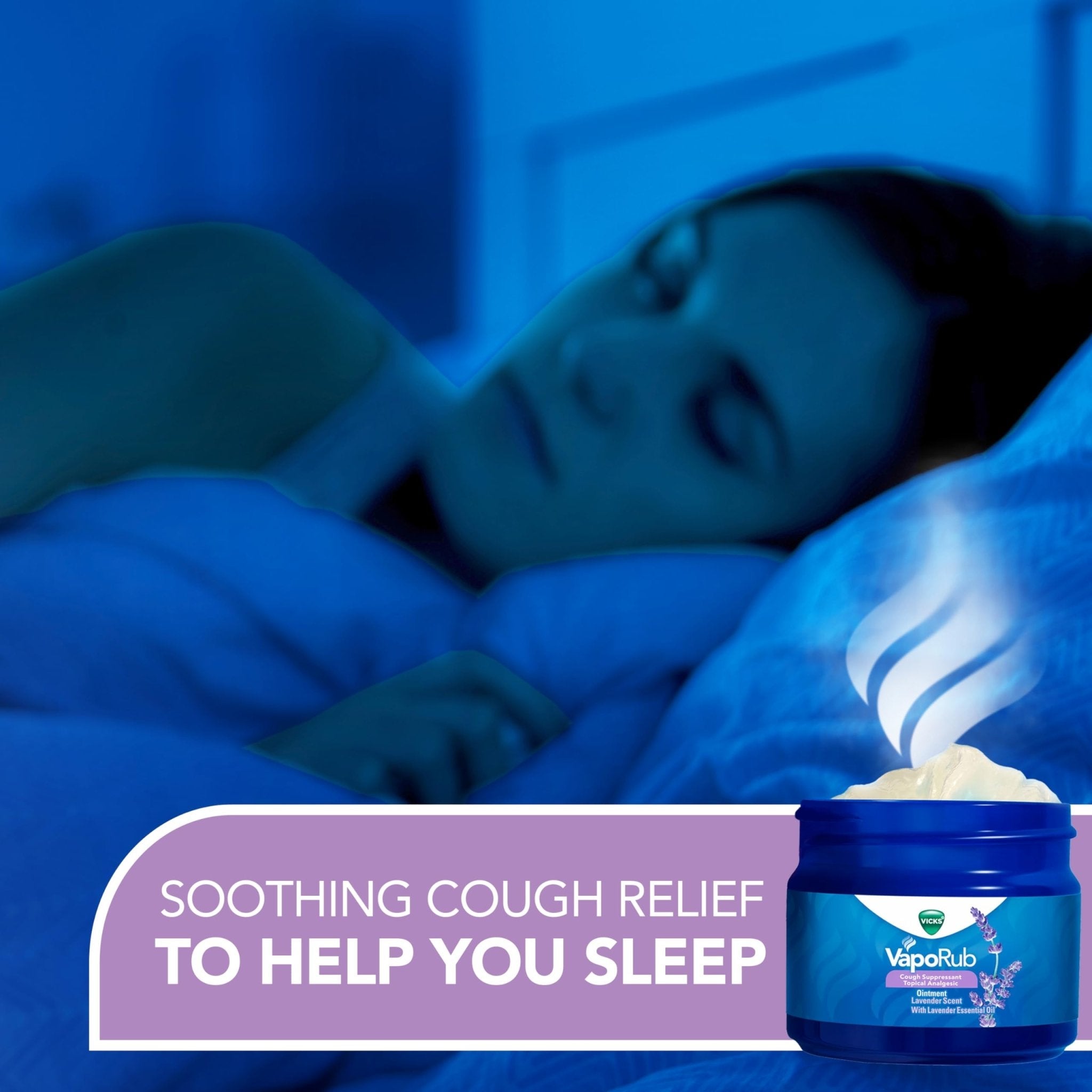 Vicks VapoRub, Lavender Scent, Cough Suppressant, Topical Chest Rub & Analgesic Ointment, Medicated Vicks Vapors, Relief from Cough Due to Cold, Aches & Pains, 1.76oz - Maple Wellness Supplements