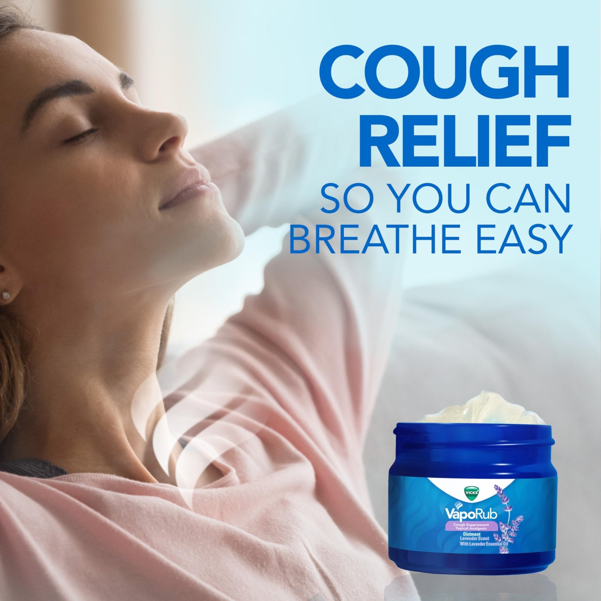 Vicks VapoRub, Lavender Scent, Cough Suppressant, Topical Chest Rub & Analgesic Ointment, Medicated Vicks Vapors, Relief from Cough Due to Cold, Aches & Pains, 1.76oz - Maple Wellness Supplements