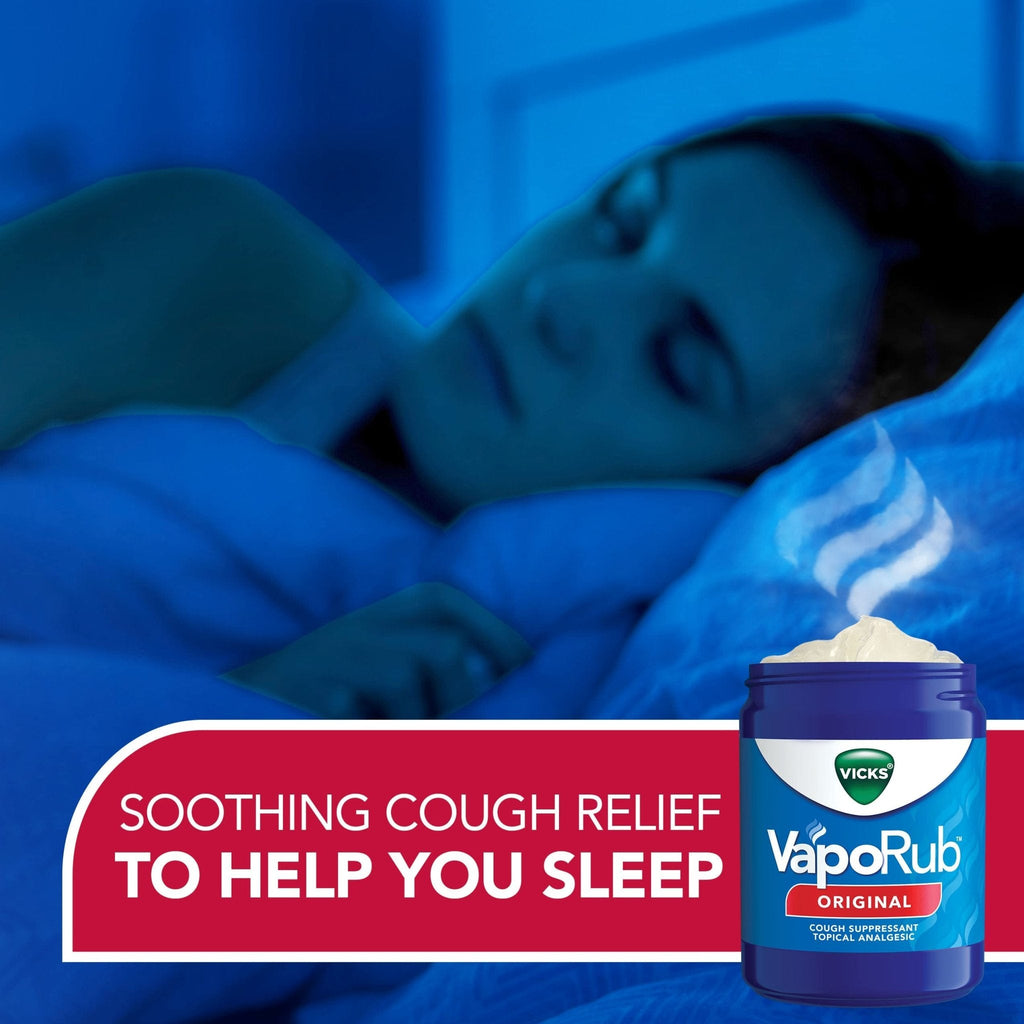 Vicks VapoRub, Original, Cough Suppressant, Topical Chest Rub & Analgesic Ointment, Medicated Vicks Vapors, Relief from Cough Due to Cold, Aches & Pains, 1.76oz - Maple Wellness Supplements