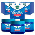 Vicks VapoRub, Original, Cough Suppressant, Topical Chest Rub & Analgesic Ointment, Medicated Vicks Vapors, Relief from Cough Due to Cold, Aches & Pains, 1.76oz each (pack of 3) - Maple Wellness Supplements
