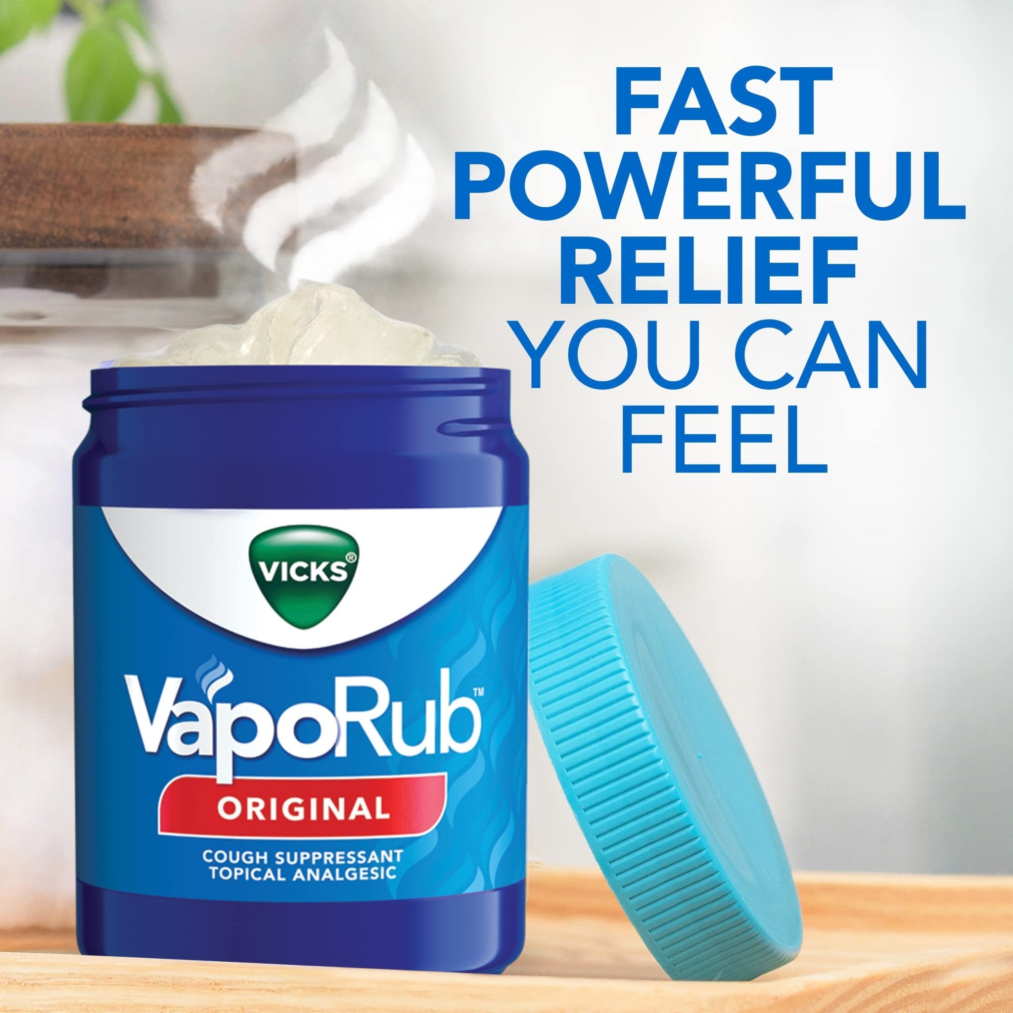 Vicks VapoRub, Original, Cough Suppressant, Topical Chest Rub & Analgesic Ointment, Medicated Vicks Vapors, Relief from Cough Due to Cold, Aches & Pains, 1.76oz each (pack of 3) - Maple Wellness Supplements