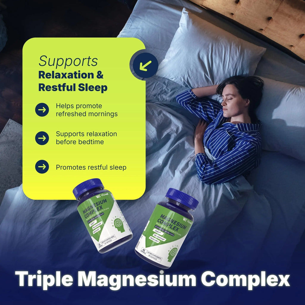 Vicwell Triple Magnesium Complex - 300mg Magnesium from Malate, Glycinate, and Citrate - Supports Stress Relief & Sleep, Nerves & Metabolism, Muscle Relaxation & Bone Health - 90 Capsules(1 Bottle) - TrustMedUSA