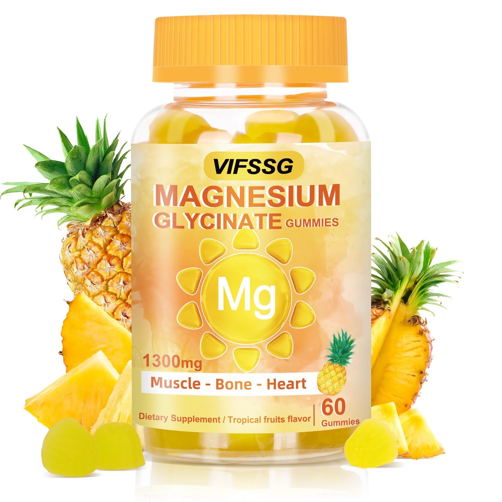 VIFSSG Magnesium Glycinate Gummies 500 Mg, Triple Magnesium Complex Sugar-Free Gummies with Malate 400 Mg, Citrate 400 Mg, Magnesium Supplement Chewable - TrustMedUSA