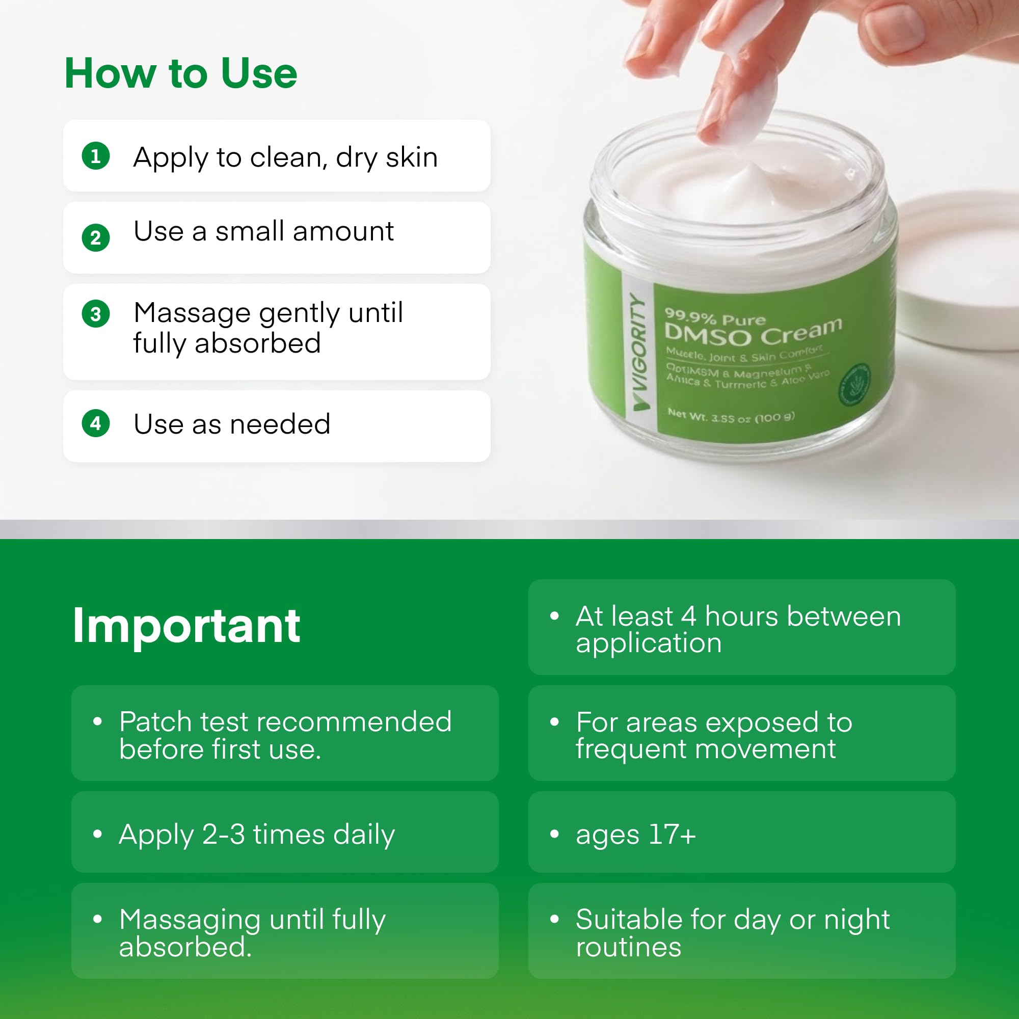 Vigority DMSO Cream 99.9% Pure for Topical Joint, Muscle Comfort - DMSO Pharmaceutical Grade Cream with Arnica, Magnesium, Turmeric, OptiMSM, Aloe Vera 2 Pack - TrustMedUSA
