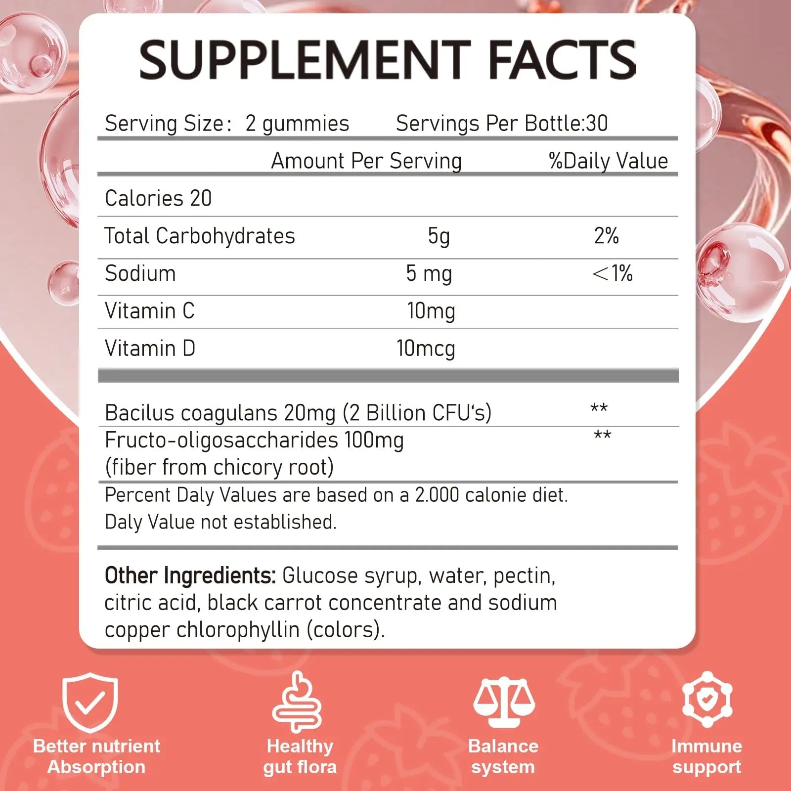 Vikaywoo Probiotic Fiber Gummies for Adults, No Sugar Added Strawberry Flavor– 2 Billion CFUs –Vitamin C,Vitamin D–Digestive Health & Regularity Support(120 Count) - TrustMedUSA