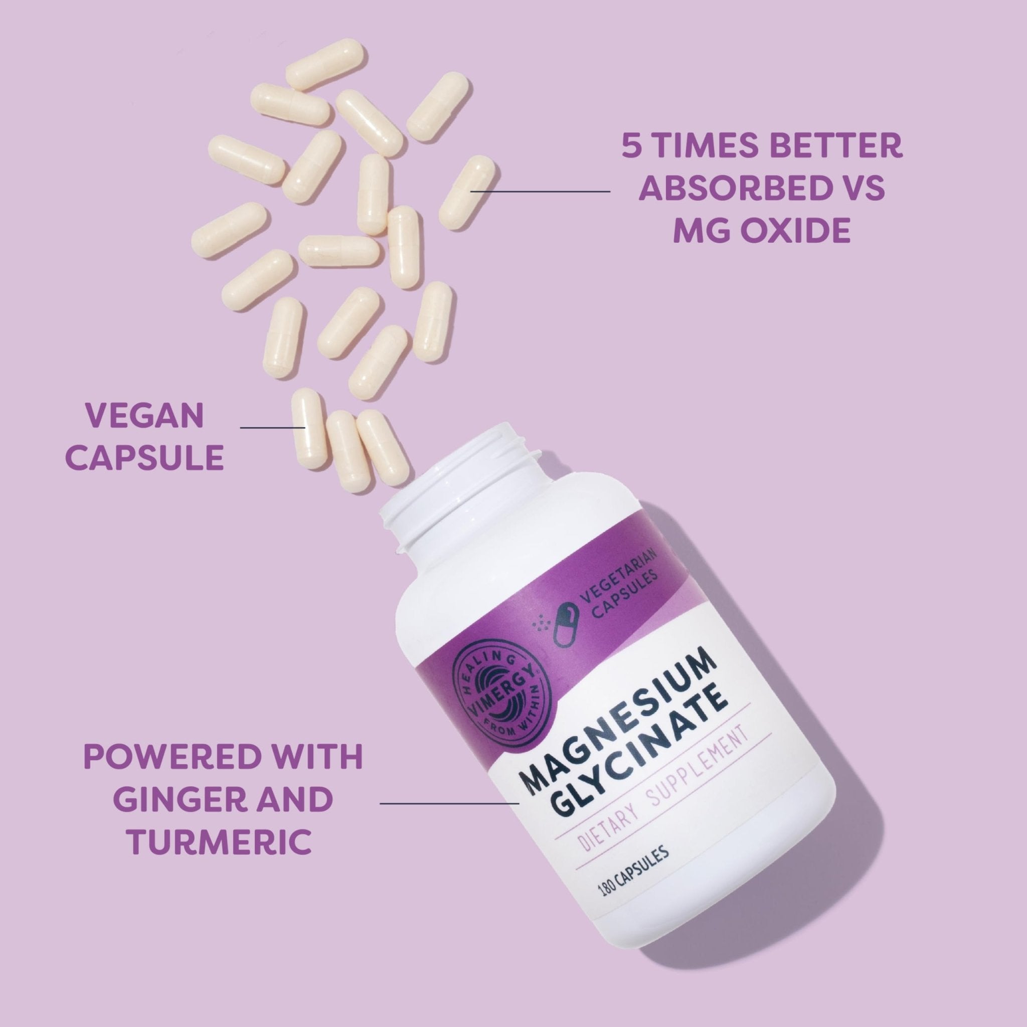 VIMERGY Magnesium Glycinate – Stress Support – Chelated to Avoid Tummy Upset*– Promotes Heart Health & Energy* - TrustMedUSA