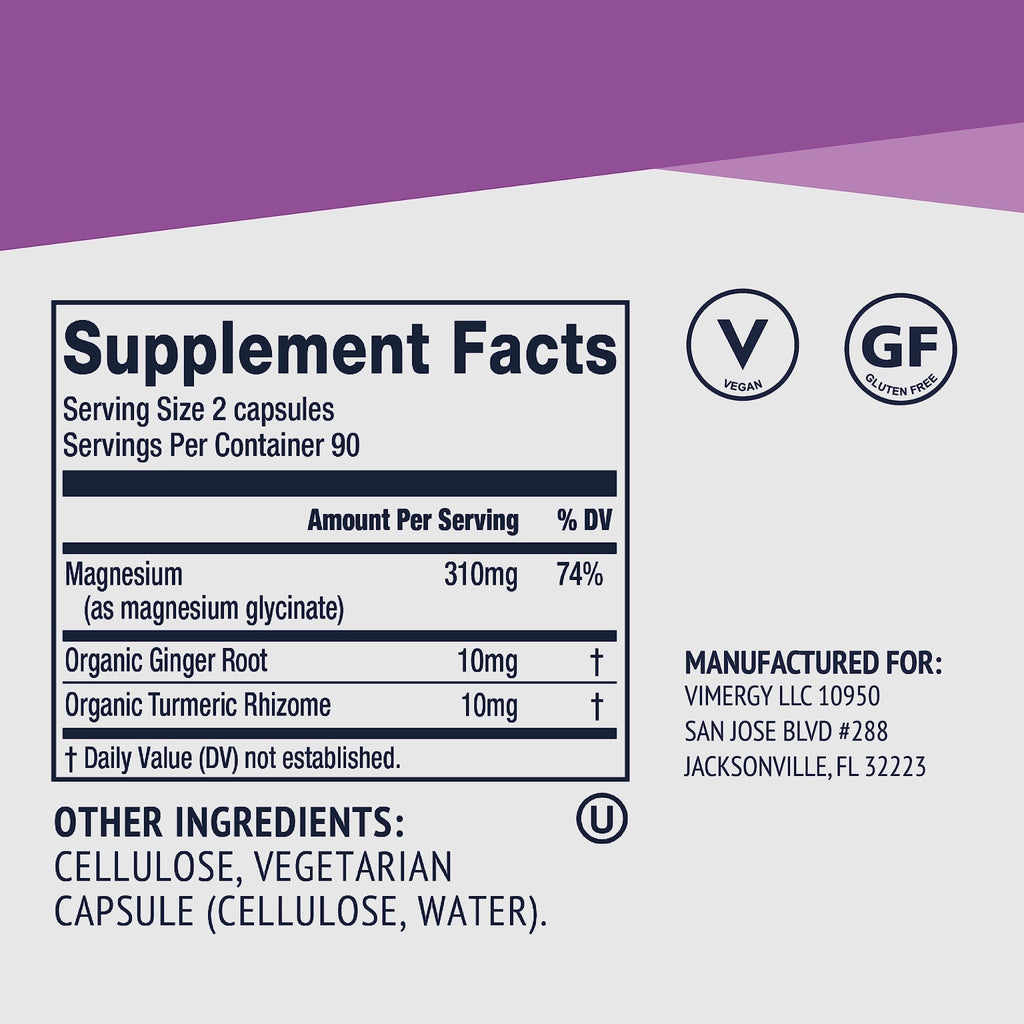 VIMERGY Magnesium Glycinate – Stress Support – Chelated to Avoid Tummy Upset*– Promotes Heart Health & Energy* - TrustMedUSA