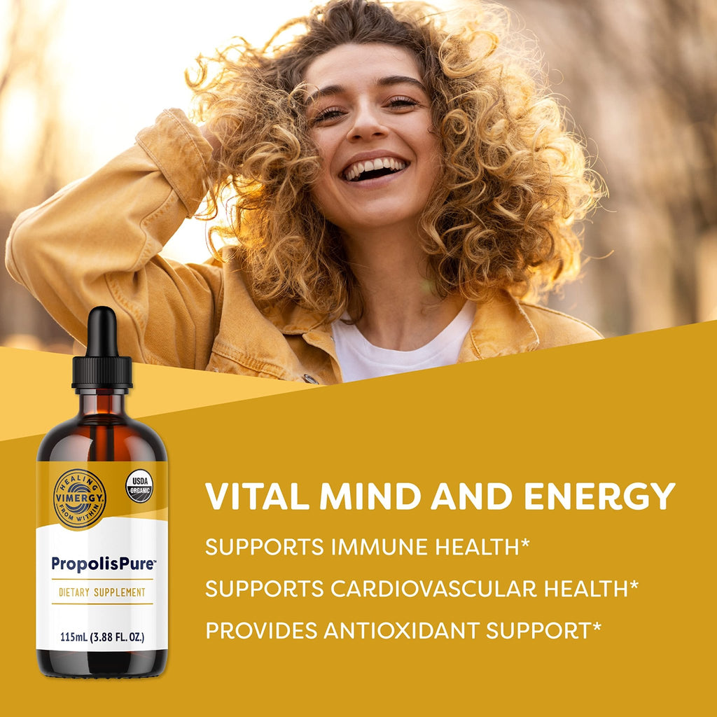 Vimergy PropolisPure® – Supports Immune and Respiratory Health* – Benefits Oral Health* – USDA Certified Organic, Kosher, Paleo-Friendly, Gluten-Free – 115 mL (57 Servings) - TrustMedUSA