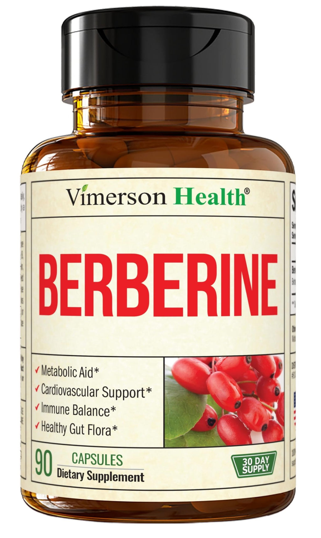 Vimerson Health Berberine Supplement with Third Party Tested Berberine 1800mg - Immune Support Supplement for Cardiovascular, Gastrointestinal Function & Metabolic Aid - Vegan & Non-GMO - TrustMedUSA