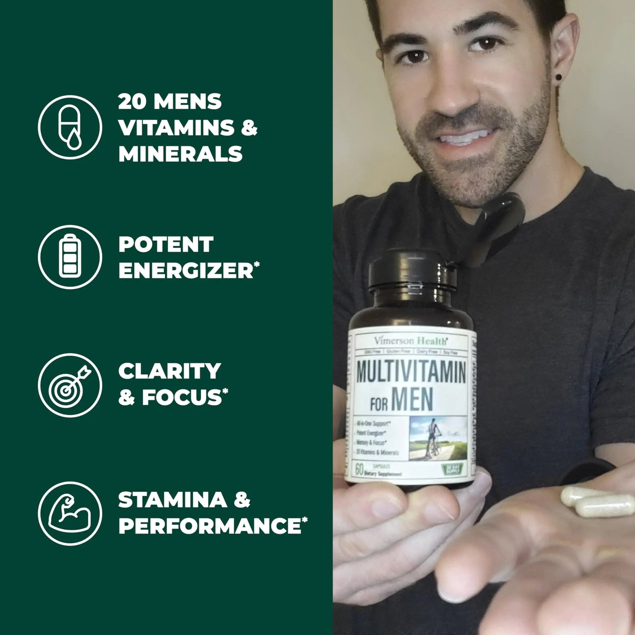 Vimerson Health Multivitamin for Men & Tongkat Ali for Men with Horny Goat Weed, Maca Root Powder, Tribulus Terrestris, Saw Palmetto Extract - TrustMedUSA