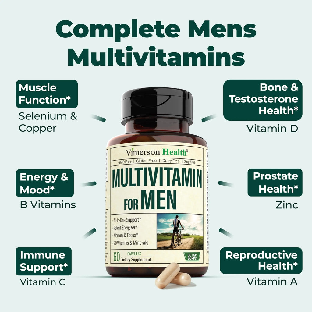 Vimerson Health Multivitamin for Men & Tongkat Ali for Men with Horny Goat Weed, Maca Root Powder, Tribulus Terrestris, Saw Palmetto Extract - TrustMedUSA