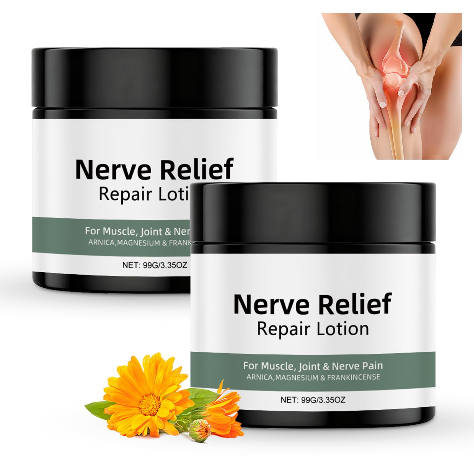 Vincofoo 2PC Nerve Relief Repair Lotion Cream, Neuropathy Lotion with Arnica, Deeply Moisturizes Skin, Keep Soft Smooth, Suitable for Muscle, Lumbar, Neck, Hands and Feet - TrustMedUSA