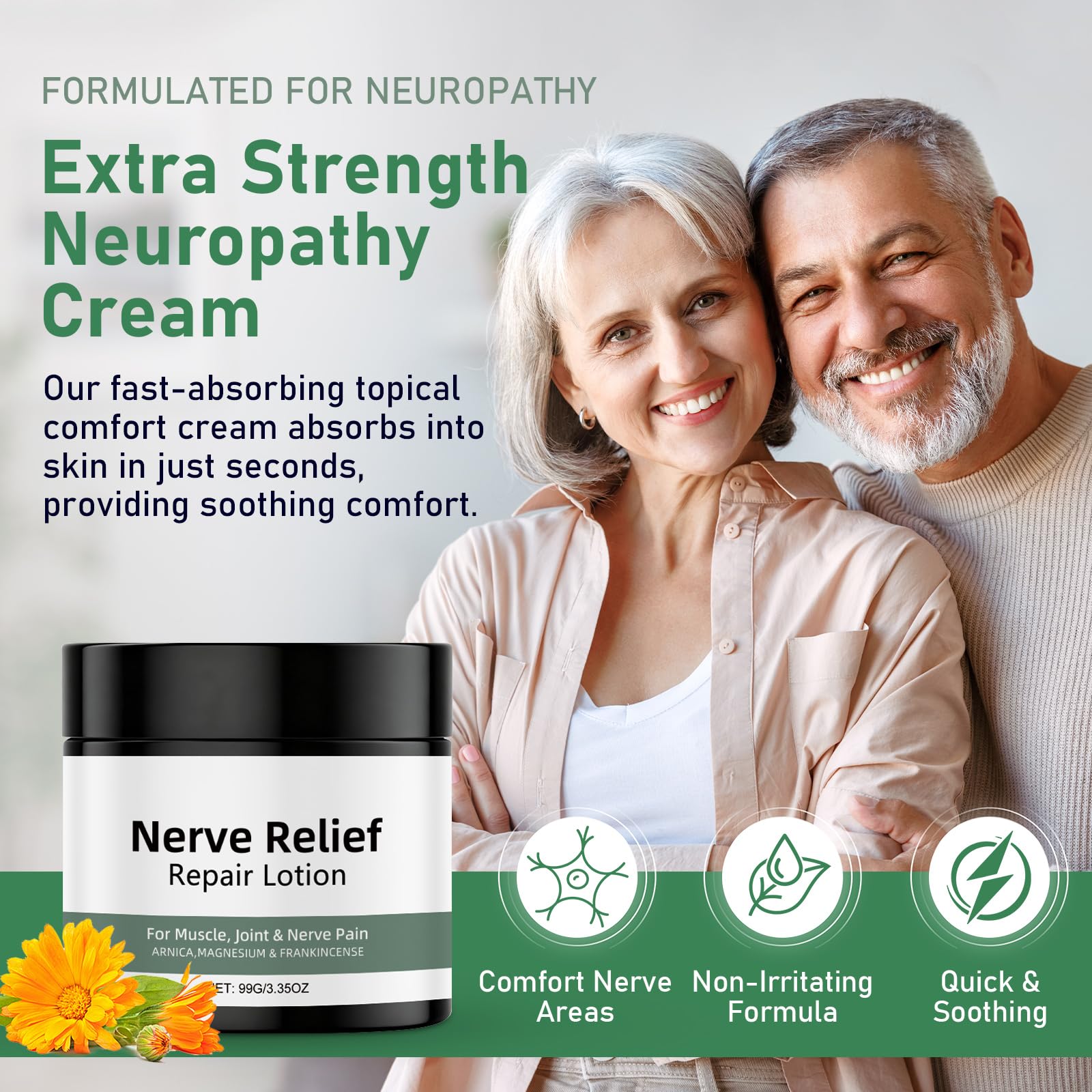 Vincofoo 2PC Nerve Relief Repair Lotion Cream, Neuropathy Lotion with Arnica, Deeply Moisturizes Skin, Keep Soft Smooth, Suitable for Muscle, Lumbar, Neck, Hands and Feet - TrustMedUSA