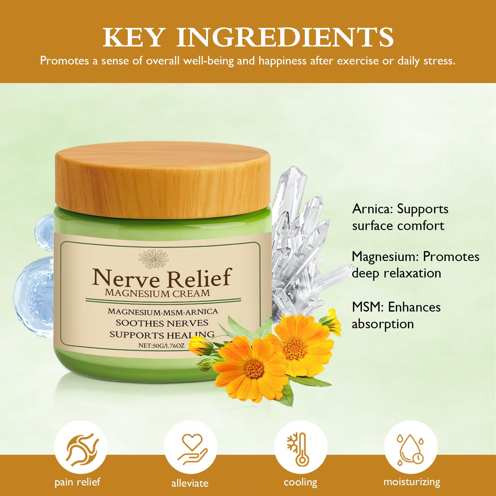 Vincofoo Nerve Relief Magnesium Cream with MSM & Arnica, Soothes Nerves & Daily Soothing Support - TrustMedUSA