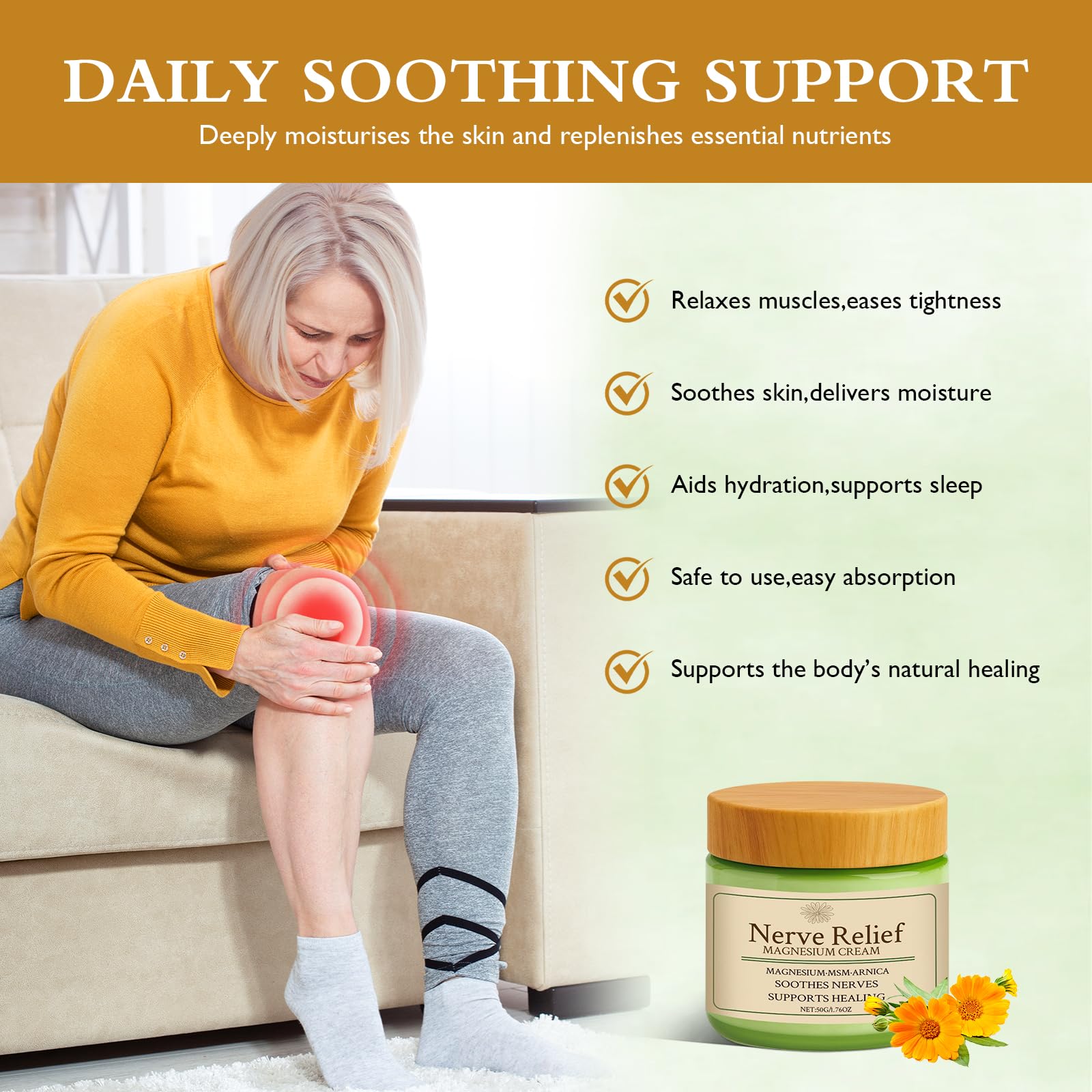 Vincofoo Nerve Relief Magnesium Cream with MSM & Arnica, Soothes Nerves & Daily Soothing Support - TrustMedUSA