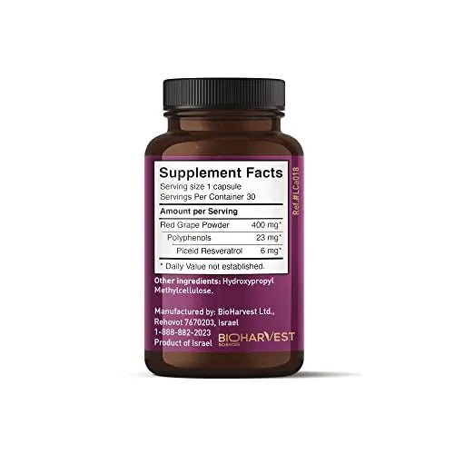 VINIA 12-Hour Sustained Release Piceid Resveratrol Supplement. Nitric Oxide Supplement - TrustMedUSA