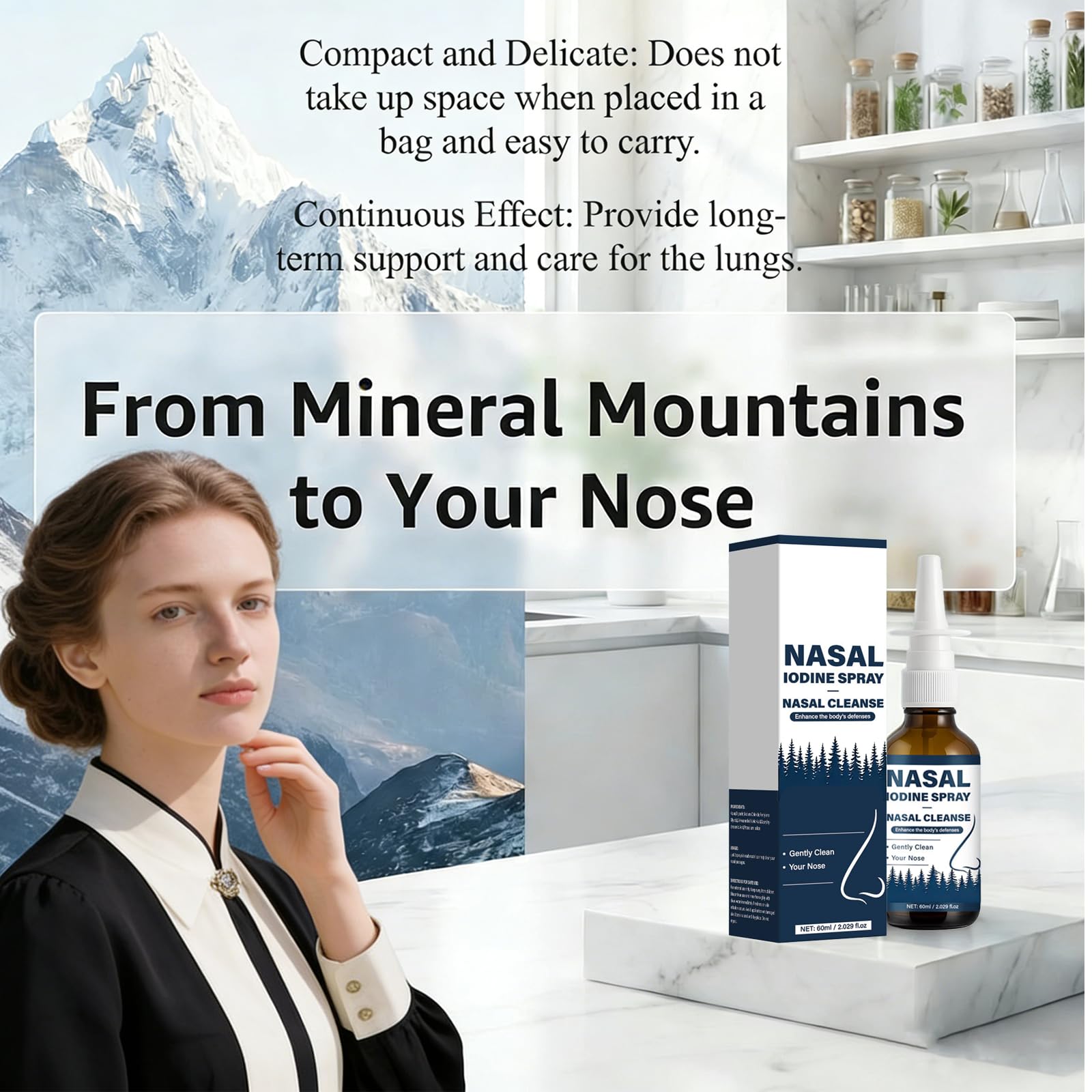 VIPUDA Nutramd Iodine Nasal Spray, Cleanses & Refreshes Your Nasal Passages, Iodine & Fulvic Acid Blend, 100% Natural Mineral Formula – 60 ml/2.029 fl.oz (1pc) - TrustMedUSA
