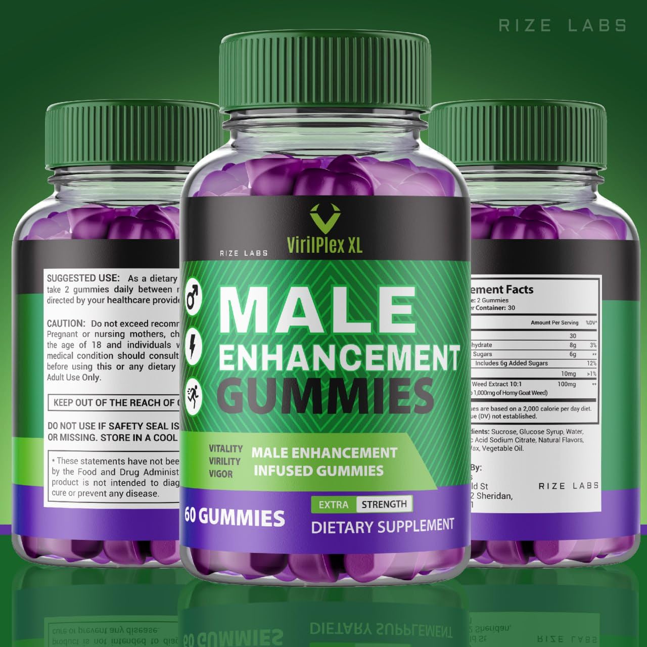 VirilPlex XL Male Performance Gummies, Premium Formula for Health and Wellbeing, VirilPlex XL for Men Gummys to Deliver Peak Performance Benefits, VirilPlexXL Gomitas (60 Gummies) - TrustMedUSA