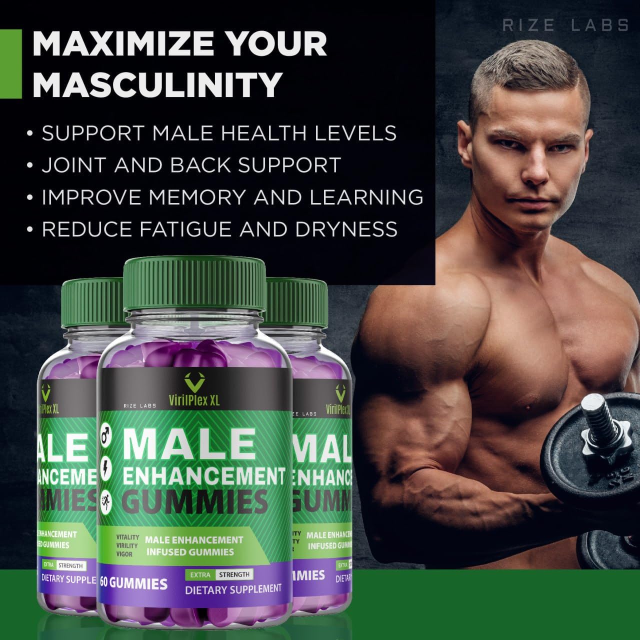 VirilPlex XL Male Performance Gummies, Premium Formula for Health and Wellbeing, VirilPlex XL for Men Gummys to Deliver Peak Performance Benefits, VirilPlexXL Gomitas (60 Gummies) - TrustMedUSA