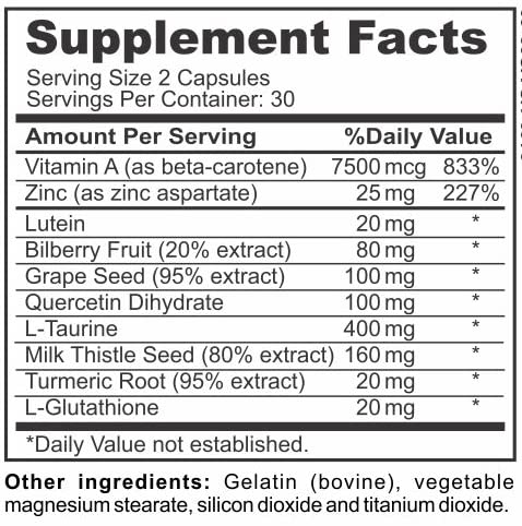 Vision Complete Natural Eye Support Formula Maximum Strength Vision Support Blend of Lutein in One Daily Vision Supplement. - TrustMedUSA