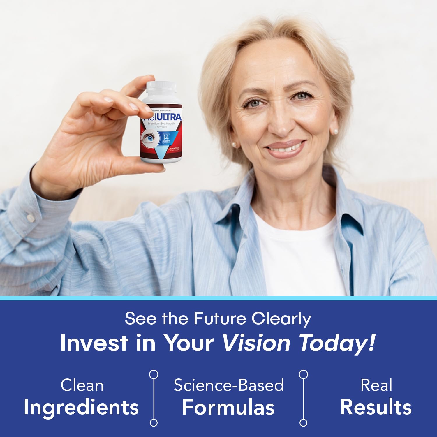 VisiUltra Eye Health Supplement – 14 Essential nutrients for Clear Vision, Blue Light Protection, and Long-Term Eye Health. Supports Clarity and Eye Wellness. 60 Capsules. (1 Pack) - TrustMedUSA